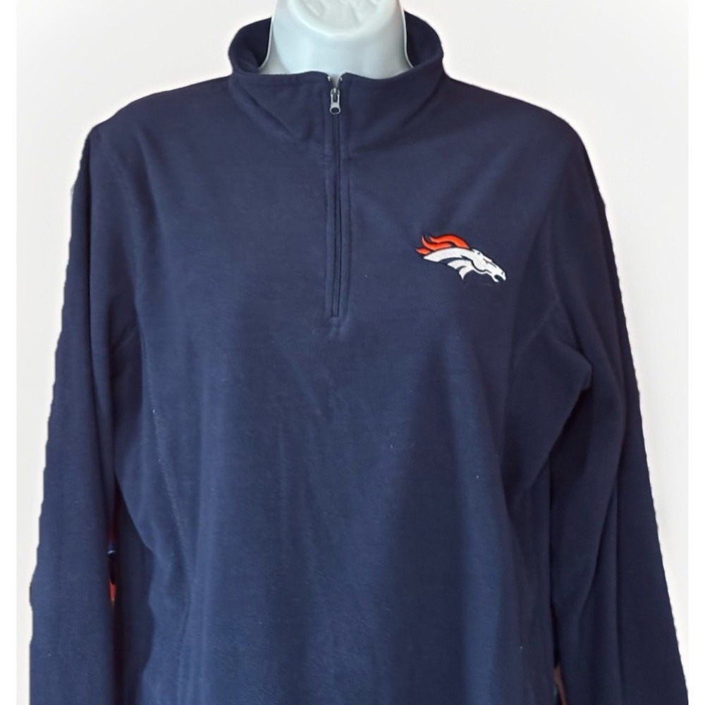Denver Broncos 1/4 Zip Fleece Pullover Women's Large NFL Team Apparel Navy Blue